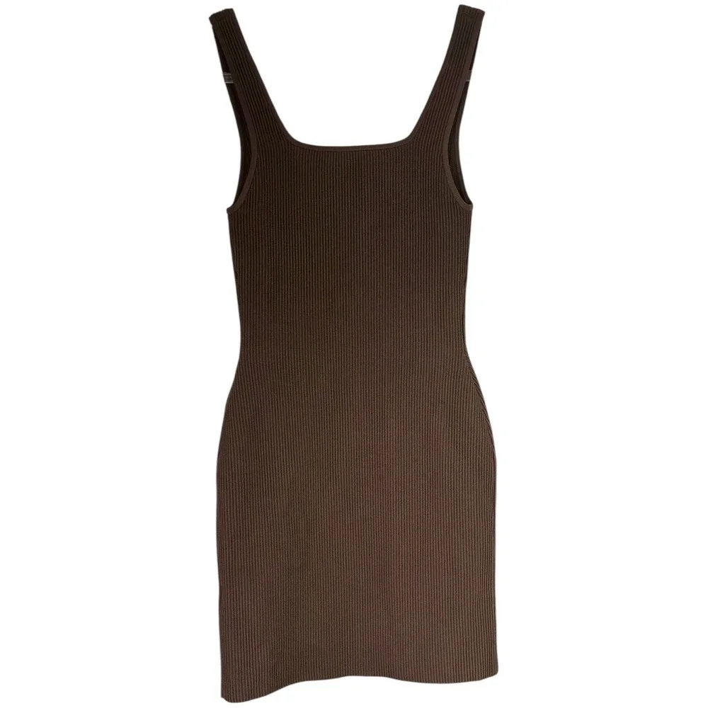 Babaton Aritzia Brown Ribbed Bodycon Sweater Dress Chocolate Midi Mini Size‎ S - Picture 7 of 7